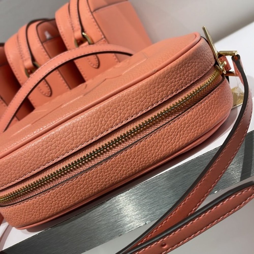 Michael Kors Jet Set Medium Embossed Pebbled Leather Crossbody Bag Sherbert - Picture 16 of 16